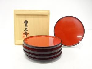 東大寺　日乃丸盆　5客揃